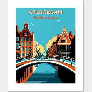 Amsterdam Netherlands Tourism Bicycle Riding Advertising Print Posters and Art